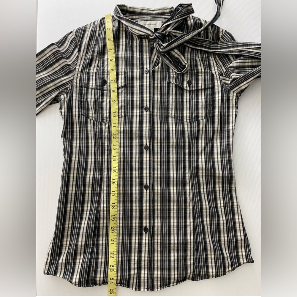 Country Road Women’s Blouse Top Long Sleeve Plaid Gingham Tie Neck Size XS 6 - Picture 8 of 8